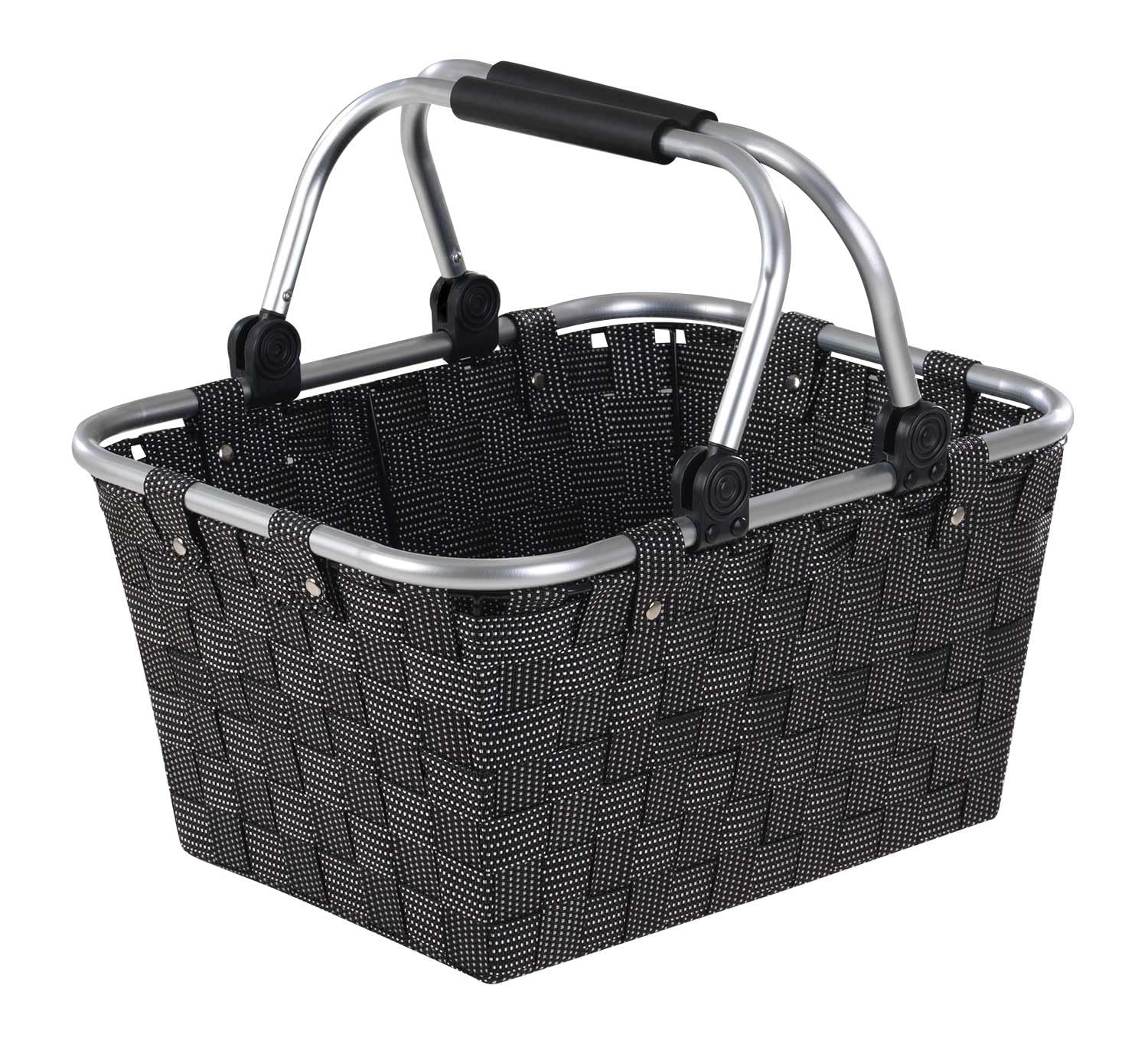 Einkaufskörbe 4er Set mit Griffen - 40 x 19,5 x 30 cm - Schwarz - Kunststoff - Einkaufstasche Tragekorb Flechtkorb