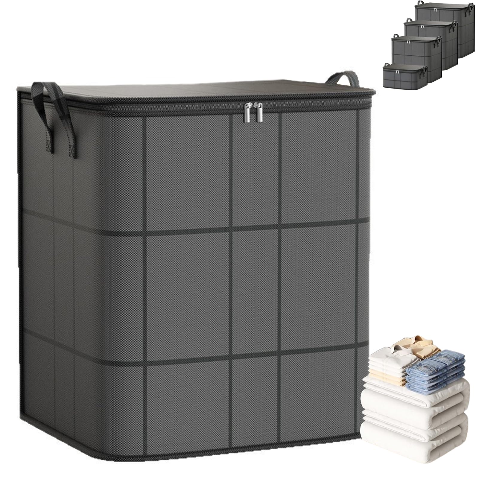 Dust-Proof Comforter and Bedding Organizer, 2026 Extra Large Storage Bags for Clothes with Reinforced Handles & Sturdy Zippers, Portable Foldable Blanket Organizer for Comforters and Pillows (M Size)