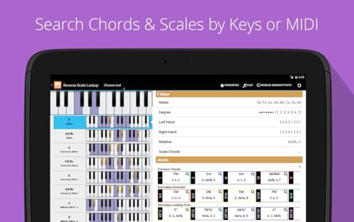 Piano Companion PRO é um dicionário flexível de acordes e escalas com bibliotecas de usuário e modo