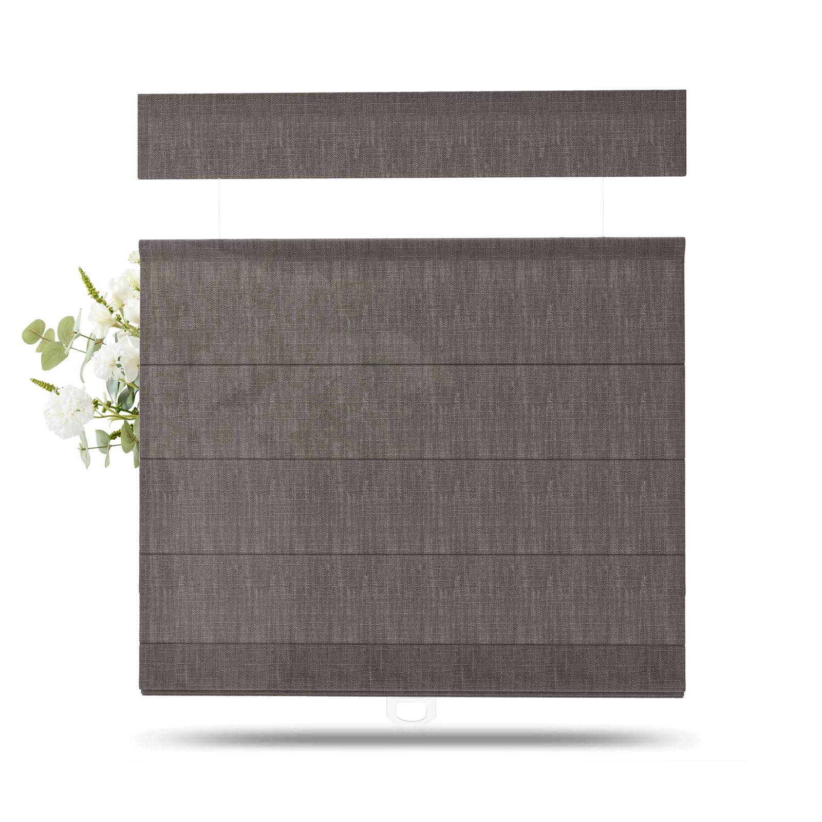 TWOPAGES Liz Linen Top Down Bottom Up Roman Shades for Windows, Chocolate