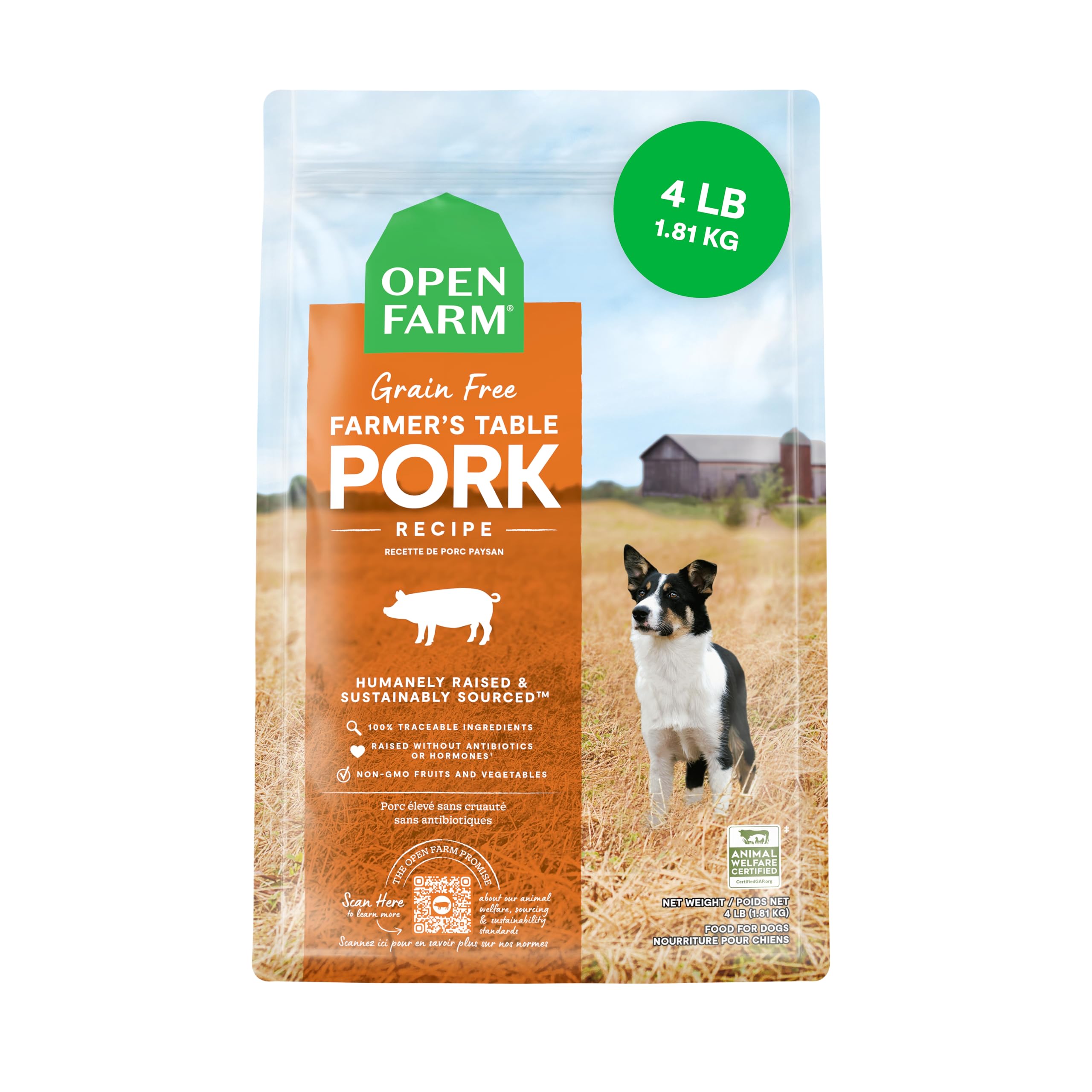 Grain Free Farmer's Table Pork Dry Dog Food - 1.81KG