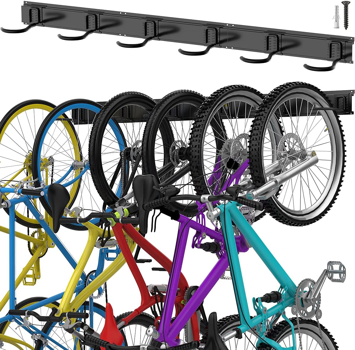 6 Bike Hooks Garage Space-Saving Heavy Duty Bike Wall Mount Parking Storage Rack Holds Up to 300lbs