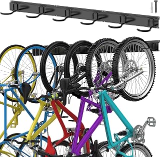 TORACK Bike Storage Rack, 6 Bike Rack Wall Mount Home and Garage Organizer, Vertical Bicycles Hanger Hooks for Indoor Space Saving
