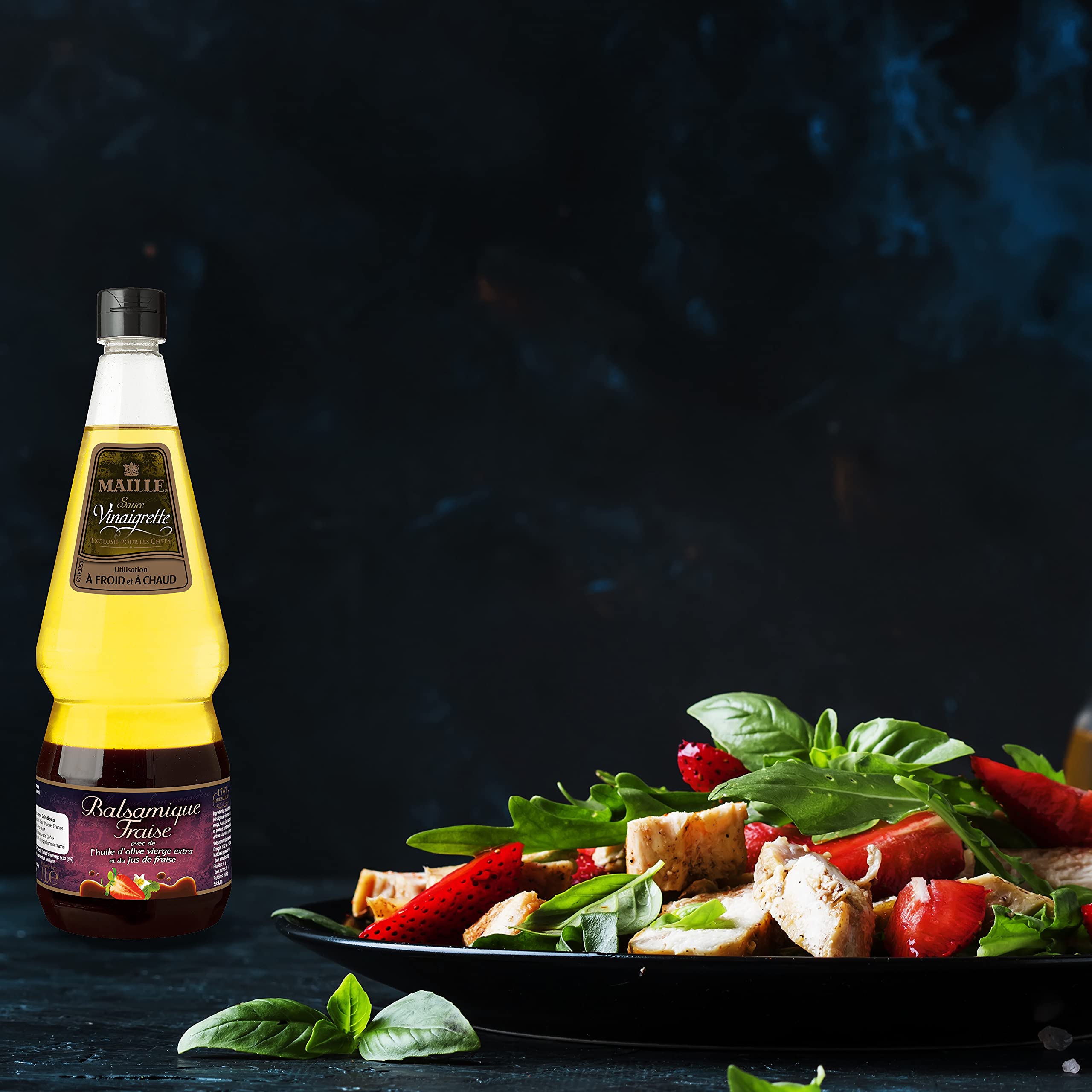 Maille Sauce Vinaigrette Balsamique-Fraise, Sans arôme artificiel, 1L - Lot de 2