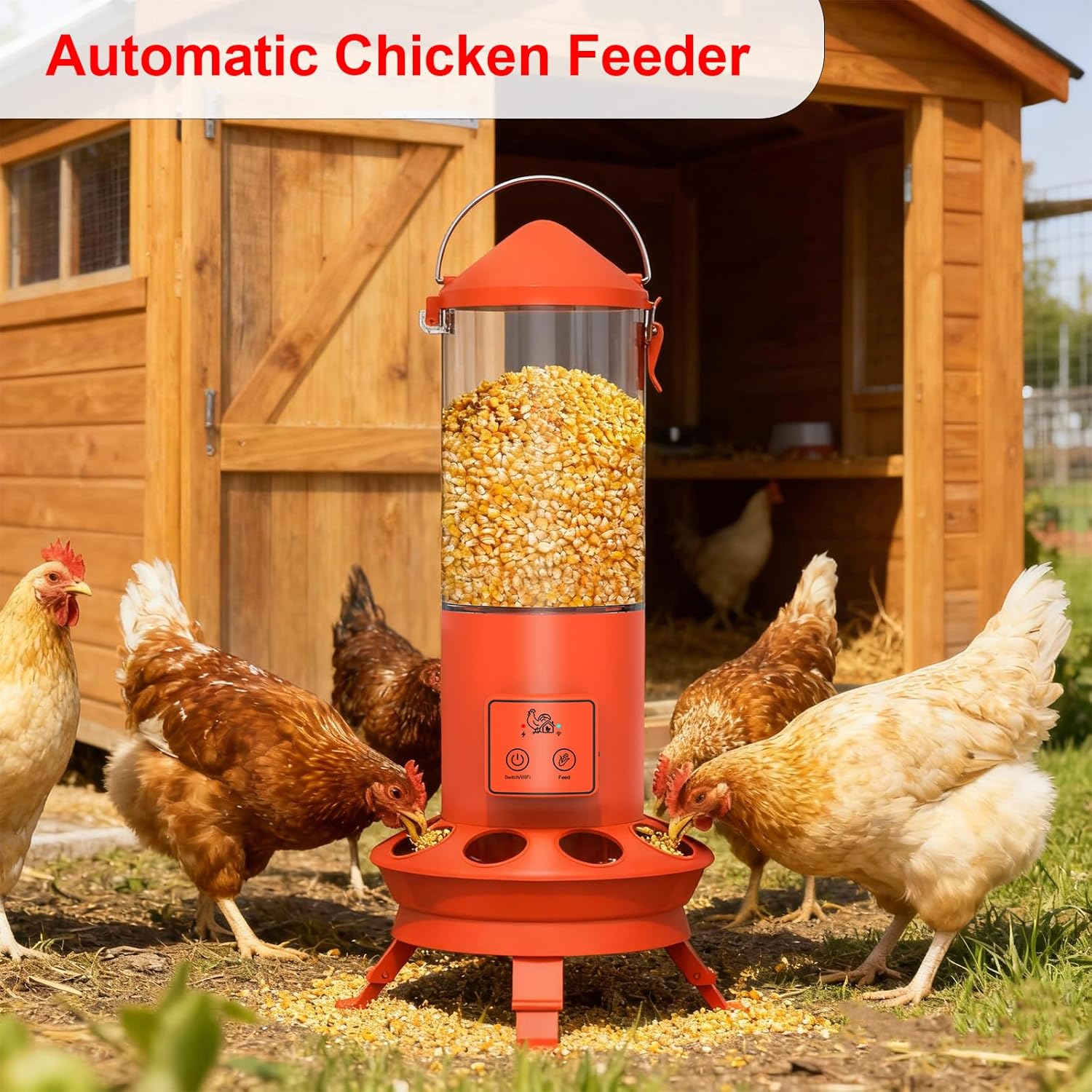 Automatic Chicken Feeder, Smart Chicken Coop Accessories, APP Smart Remote Control Chicken Feeders No Waste, Preset Feeder Schedule, 9 Chicken Feeder Port, Professional Poultry Feeding Equipment