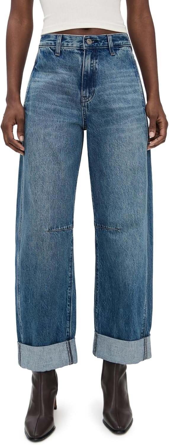 AG Adriano Goldschmied Womens Mercer High Rise Cuffed Barrel Jean