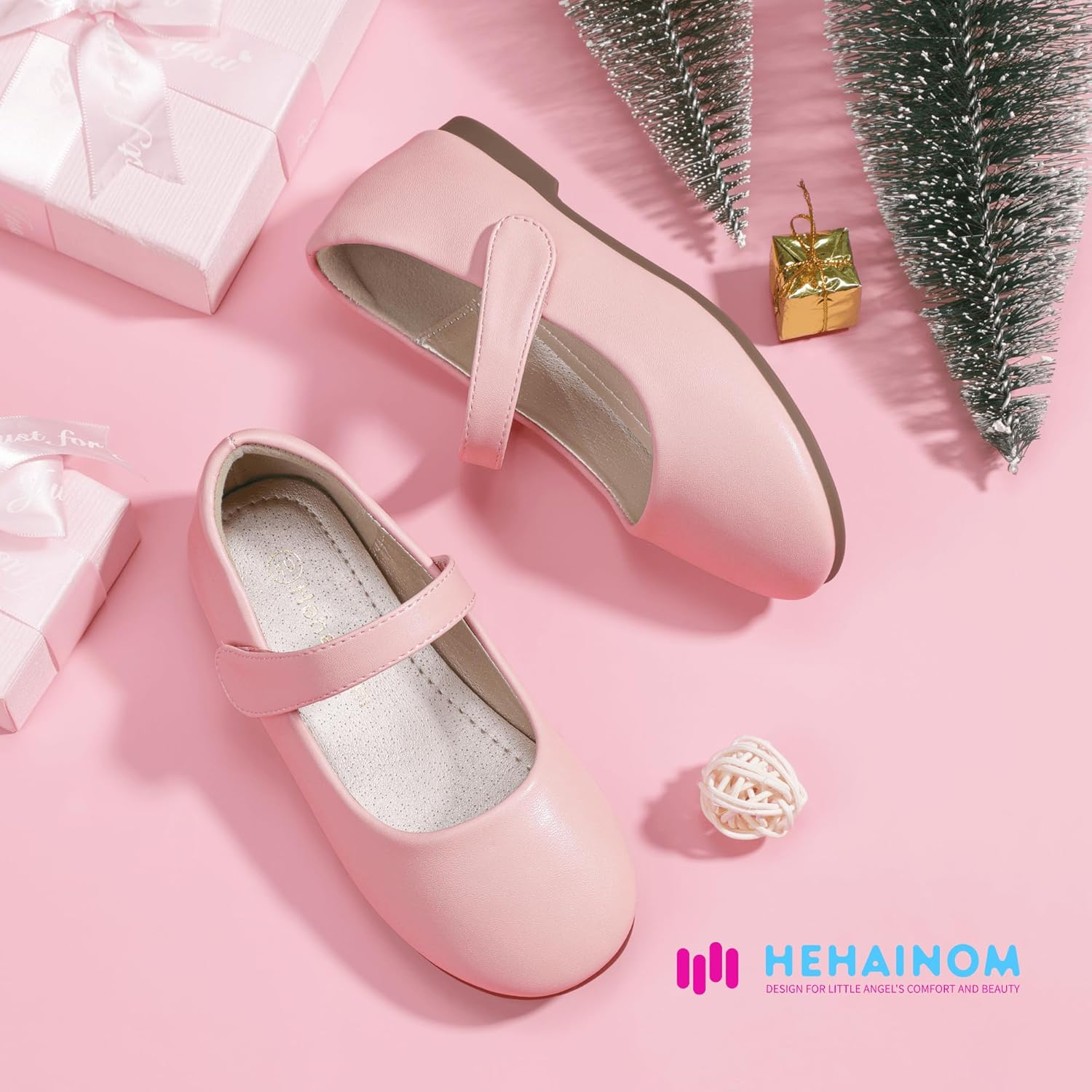 Hehainom Toddler Girls Flats Mary Jane Flower Girl Dress Shoes School Wedding Party Shoes - Image 6