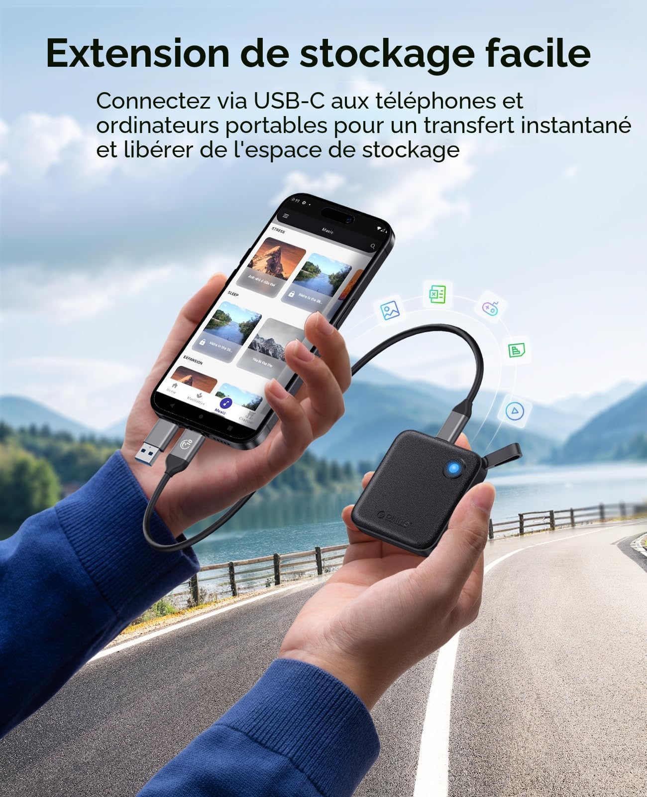 ORICO SSD Portable 256 Go Disque Dur Externe USB-C 460 Mo/s B5PLUS