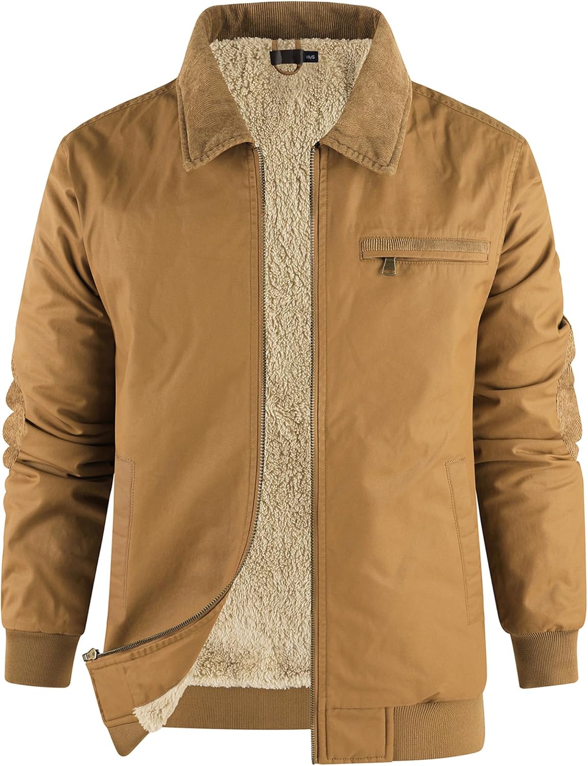 Men's Duck Detroit Jacket Sherpa Lined Waxed Cotton Winter Jackets Water Resistant Canvas Coat(BrownDuck-M)