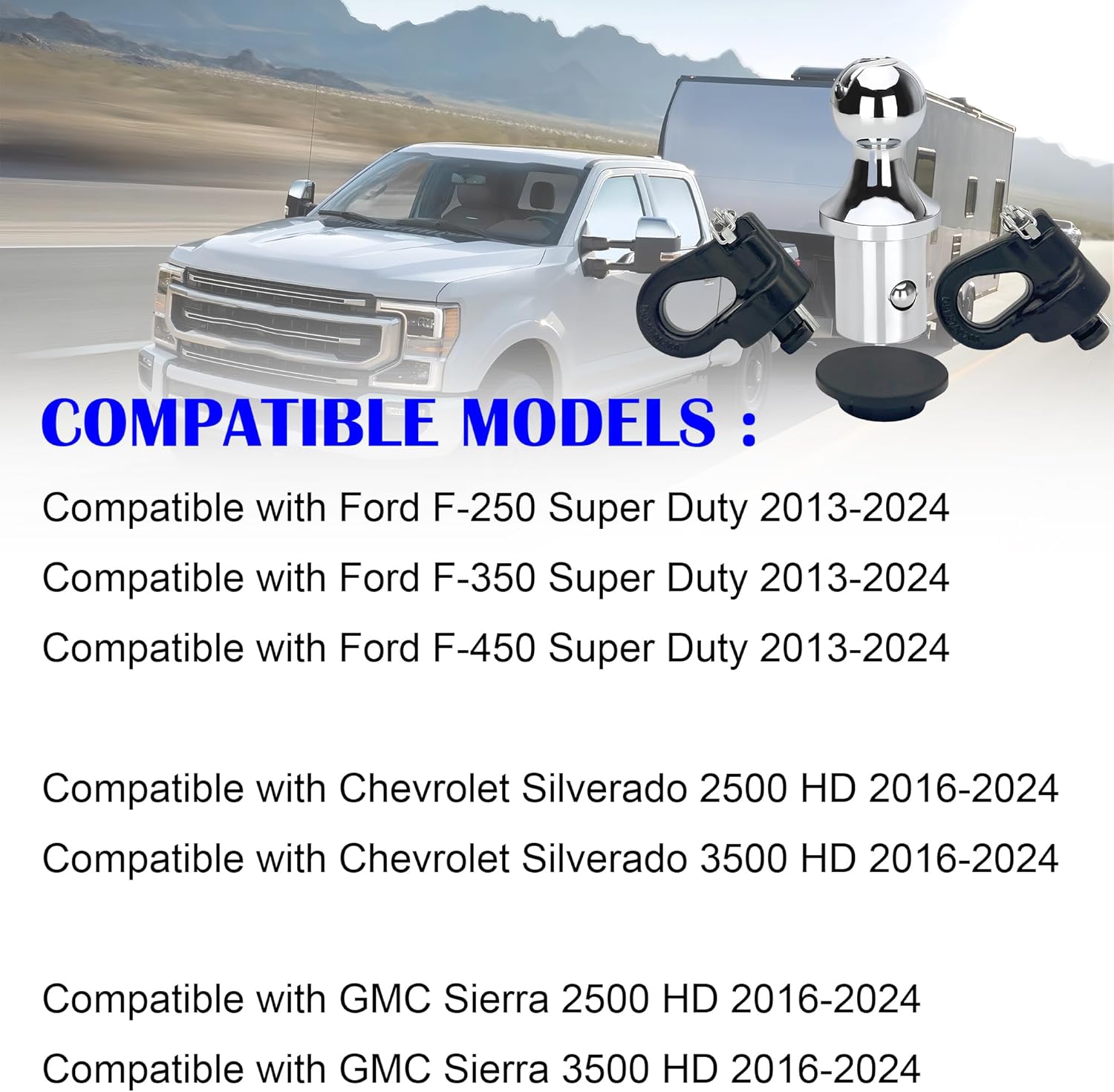 60692 Puck System Gooseneck Hitch Ball Kit Compatible with Ford F250 F350 F450 2013-2024, Compatible with Chevrolet Silverado GMC Sierra Nissan Titan XD 2016-2024 (30000 Lbs GTW/7500 Lbs VTW)