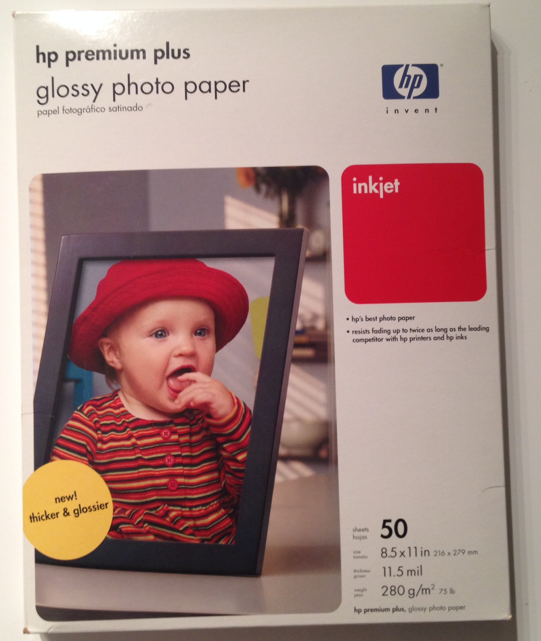 HP Premium Plus Photo Paper, High Gloss- 50 sheets 8.5 x 11 inches