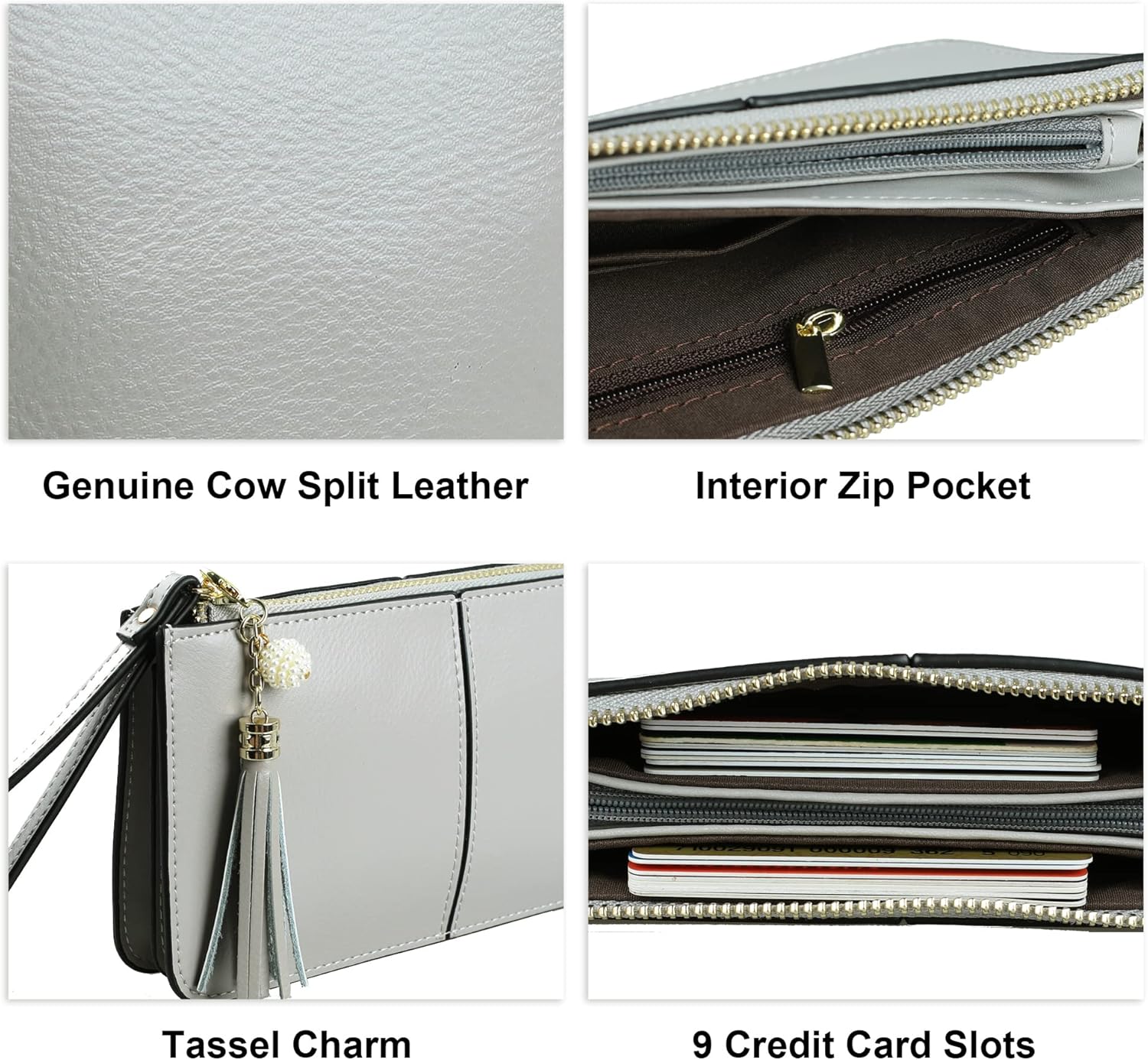 befen Genuine Leather Wristlet Clutch for Women Ultra-Slim Ladies Credit Card Holder Wallet Purses with RFID Protection - Image 5