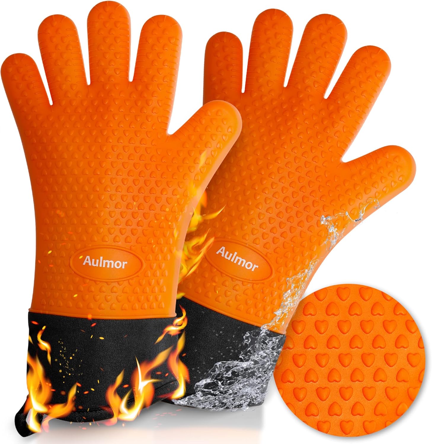 Aulmor Grilling Gloves BBQ Gloves Heat Resistant Gloves