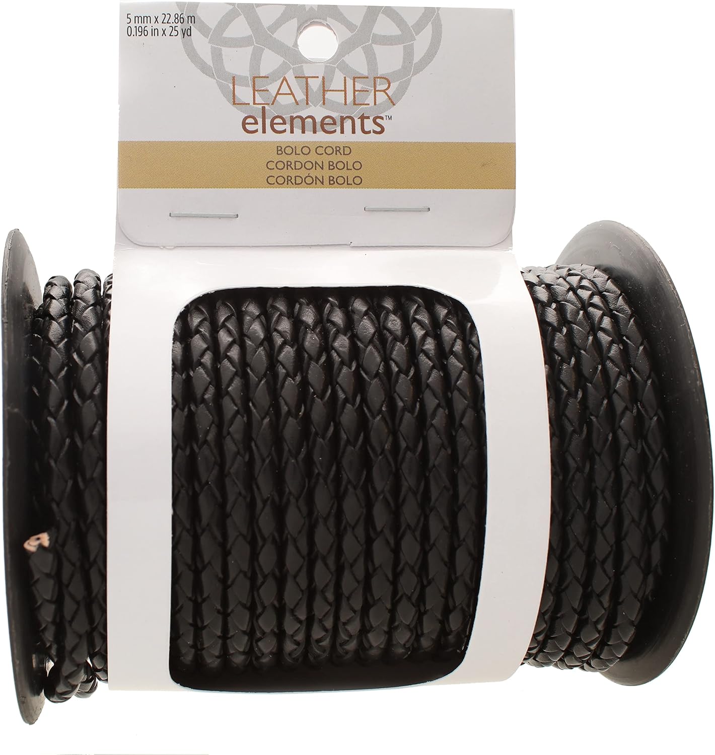 The Beadsmith Braided Bolo Cord – Black Color – 5mm Spool – 25 Yards/22.86 Meters – Machine Braided Indian Leather – Ideal for Watch Bands, Bolo Ties, Necklaces, Hair Accessories & DIY Jewelry Making
