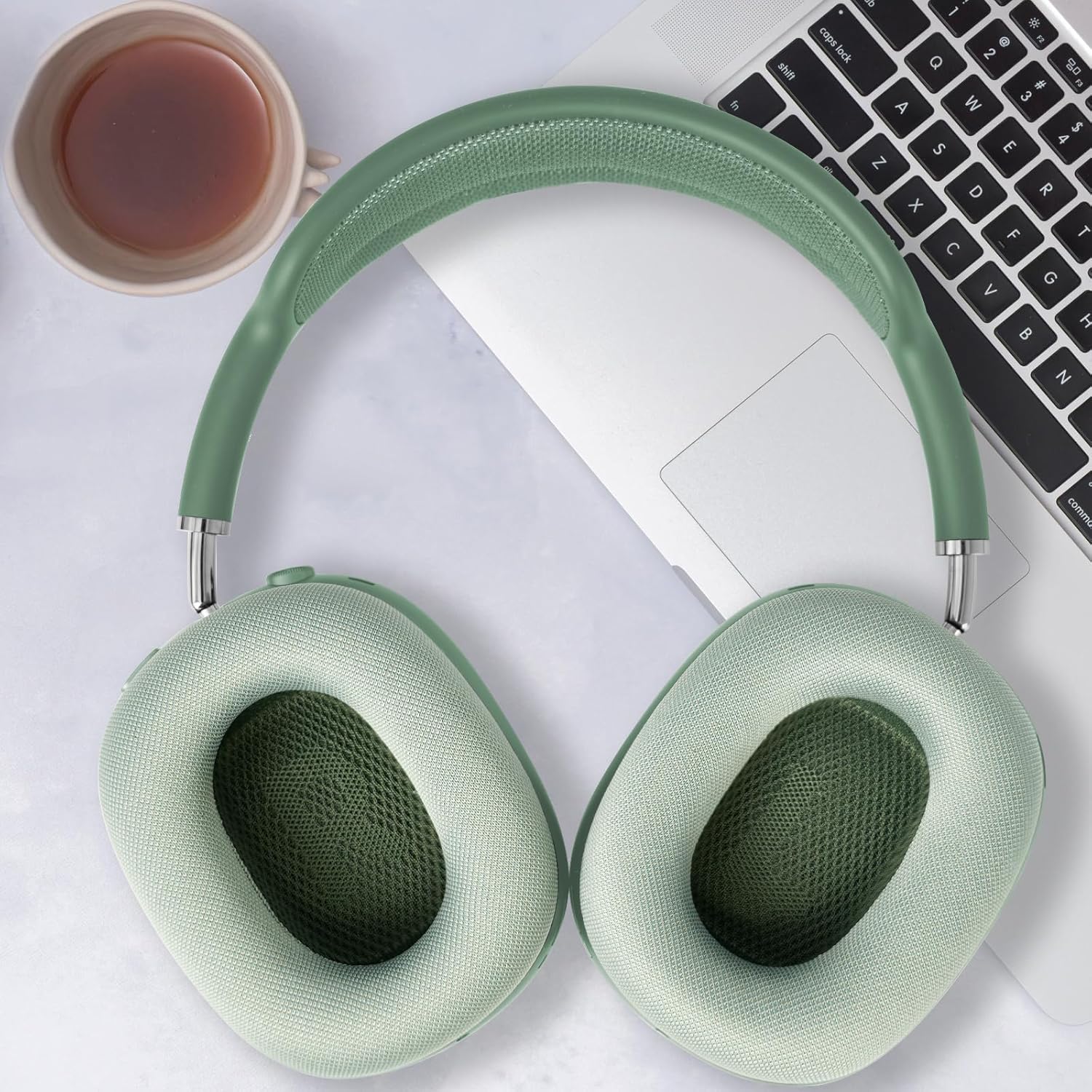 GEVO Upgraded Ear Cushions Replacement Earpads for Apple AirPods Max Headphones, Mesh Fabric Ear Pads Ear Covers Cups with Memory Foam and Magnet for AirPods Max (Green) - Image 8