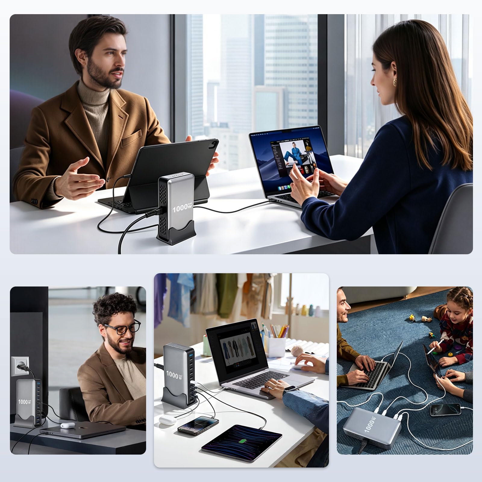 Caricatore USB Alimentatore Multidevice GaN 10Porte 1000W Stazione Ricarica