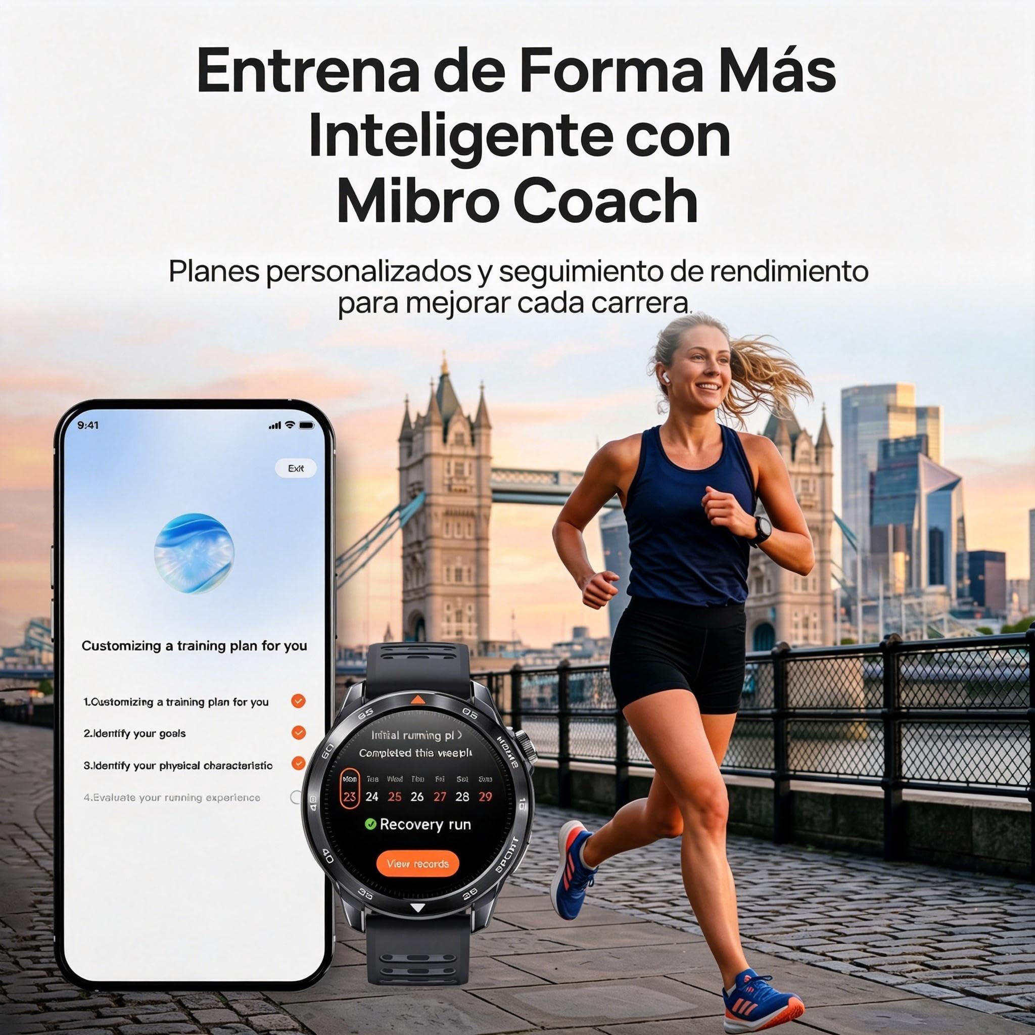 Mibro GS Pro2 Reloj Inteligente para Correr con GPS, 1,43'' Acero Inoxidable Smartwatch Hombre con Llamadas Bluetooth, Impermeable Reloj Inteligente con Altitude/Brújula para iOS Android, Gris Oscuro