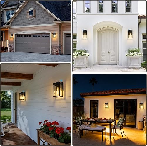 Miniatura 6 de Lámparas de pared para exteriores del anochecer al amanecer con sensor de fotocélula, luces de porche delantero impermeables, aplique de montaje