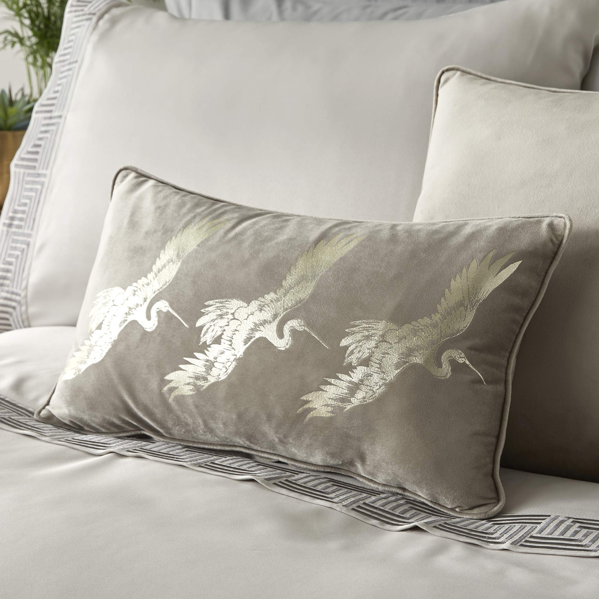 Laurence Llewelyn-Bowen Qing Oyster Velvet Boudoir Cushion (28cm x 48cm)