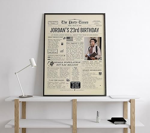 Miniatura 5 de Decoraciones personalizadas para fiesta de cumpleaños número 23 para ella, él, hijo, hija, póster personalizado con nombre, foto, regreso al año en