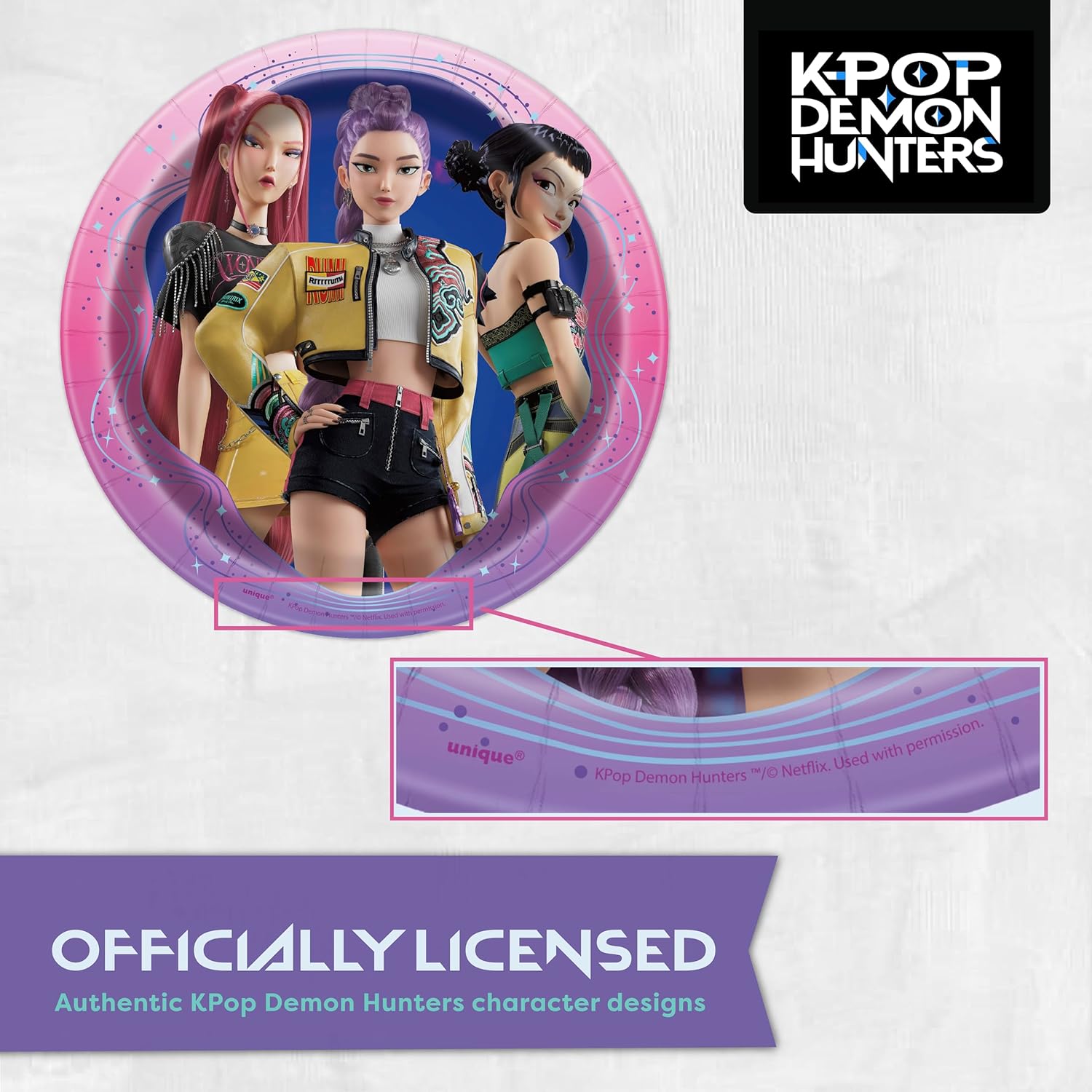 KPop Plates and Napkins - 32 Pack | Dessert-Sized | KPop Demon Hunters Birthday Decorations | K Pop Demon Hunters Party Decorations | Officially Licensed