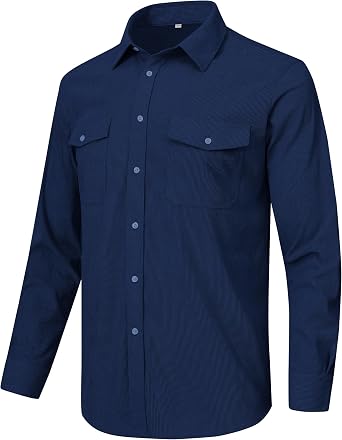 MoFiz Mens Corduroy Shirts Casual Lightweight Jacket Long Sleeve Button Down Shacket Jackets with Pocket