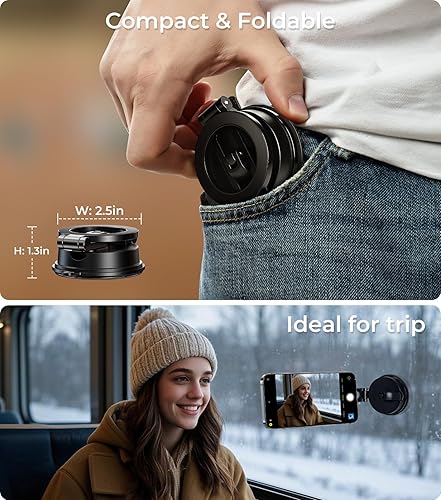 Miniatura 7 de Soporte plegable para automóvil con succión al vacío soporte magnético para teléfono de automóvil para magsafe, brazo de aleación aeroespacial, el