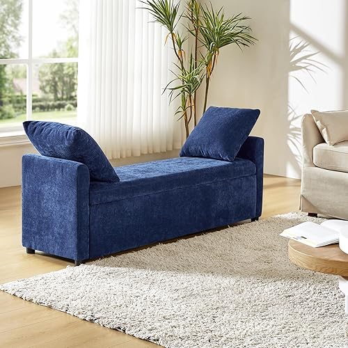 Miniatura 6 de HULALA HOME Banco otomano moderno de almacenamiento con almohadas, banco extra largo de dormitorio de 59.4 pulgadas para pie de cama, cómodo