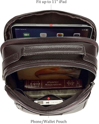 Miniatura 4 de Polare - Bolso de mensajero de cuero italiano de grano completo, estilo vintage, bolso cruzado al hombro, estilo casual, bolso de negocios para