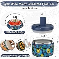 Vista 3 de Tarro de comida aislado al vacío de 12 onzas con tapa de hebilla, boca ancha, termo para sopa para comida caliente, para niños, contenedor