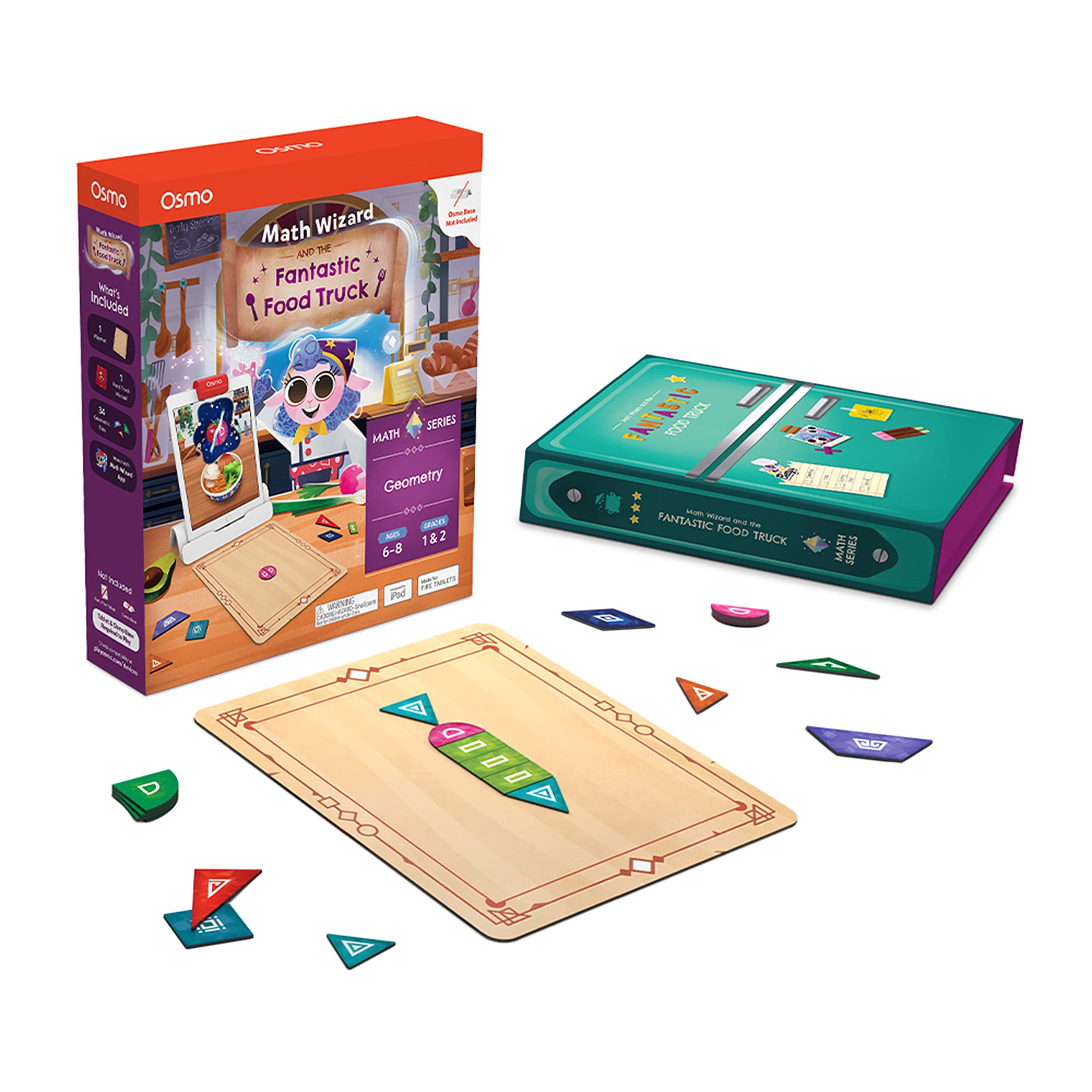 Osmo - Math Wizard and The Fantastic Food Truck Games & Base for Fire Tablet - Ages 6-8/Grades 1-2 - Learn Geometry - Curriculum-Inspired - STEM Toy Fire Tablet Base Included