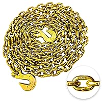 Vista 13 de G80 Cadena de Transporte con Tensor de 3/8 Pulgadas x 25 Pies Cadena de Seguridad/Tensor con Ganchos de Agarre Clevis 7,100 libras Carga de Trabajo