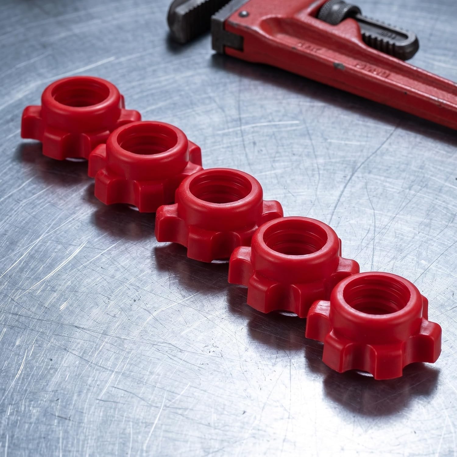 Cabilock 5pcs Red Plastic Dumbbell Bar Replacement Nut for 1 Inch Bars