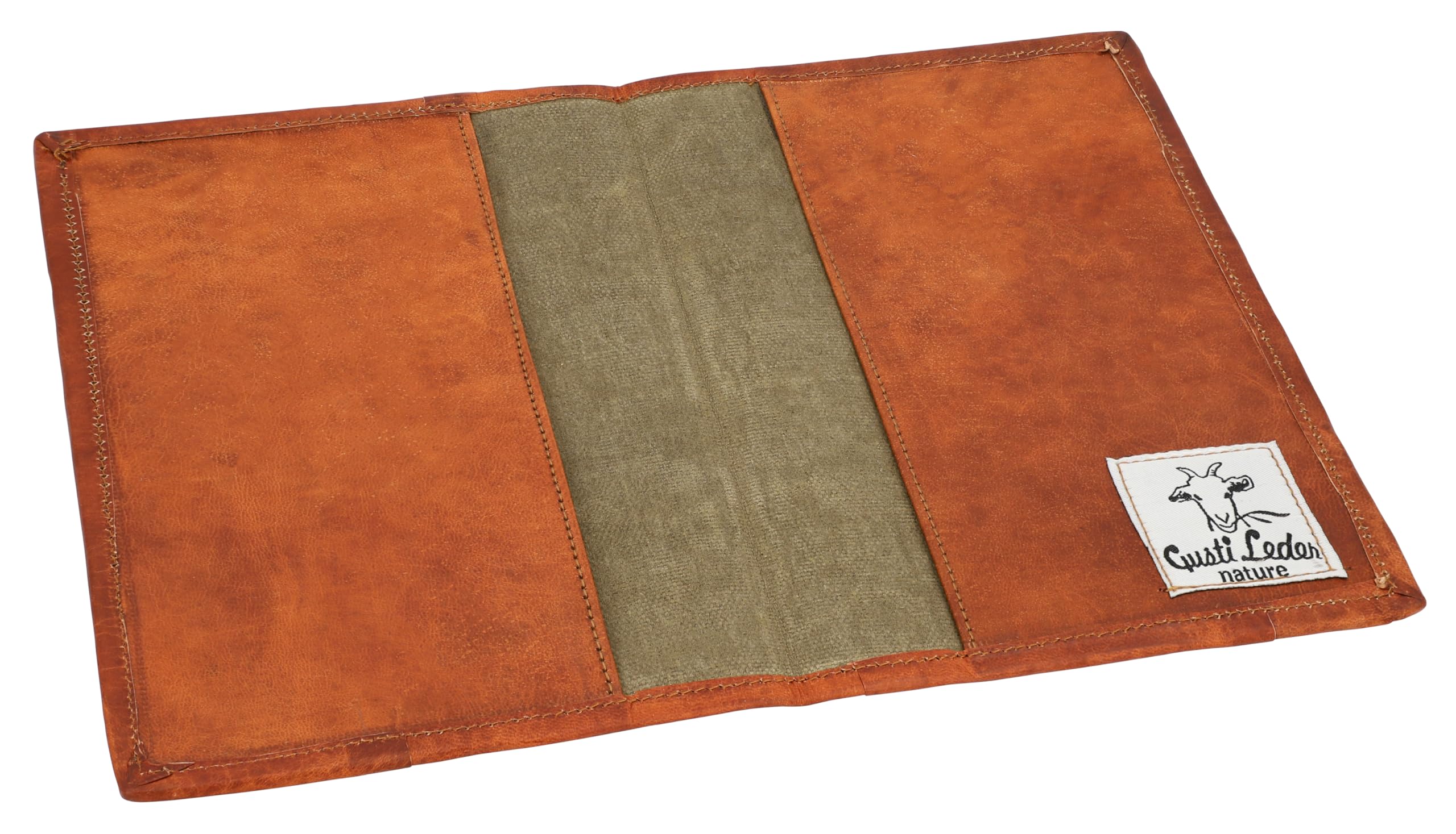 Gusti Cuir nature „Becky“couverture de livre protège-document protège-cahier protège bloc-notes format A5 homme femme cuir de chèvre marron clair P4