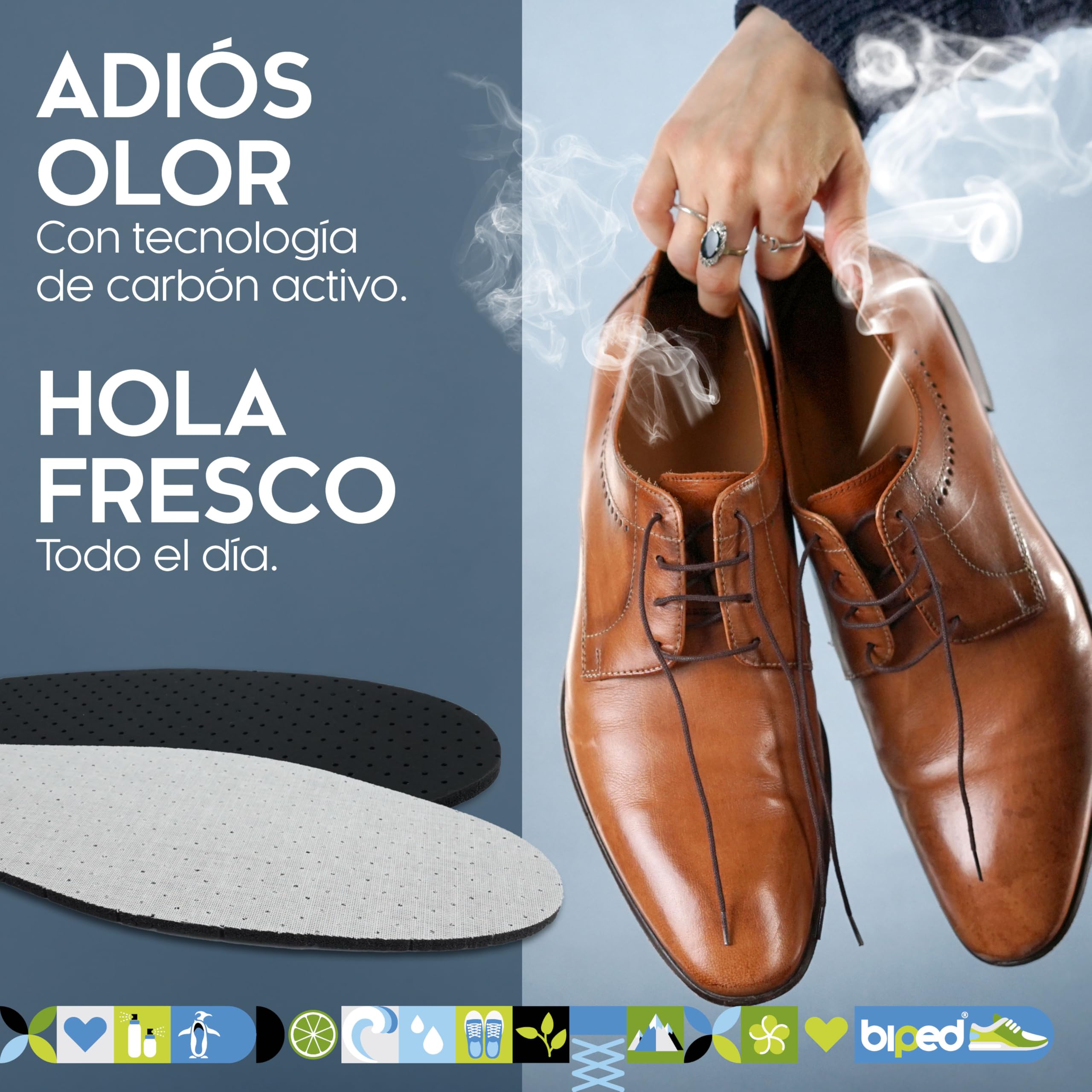 Biped 4 Pares Plantillas Carbón Activo Hombre Mujer Sudor Mal Olor Inserciones Látex Suave Zapatos Frescos