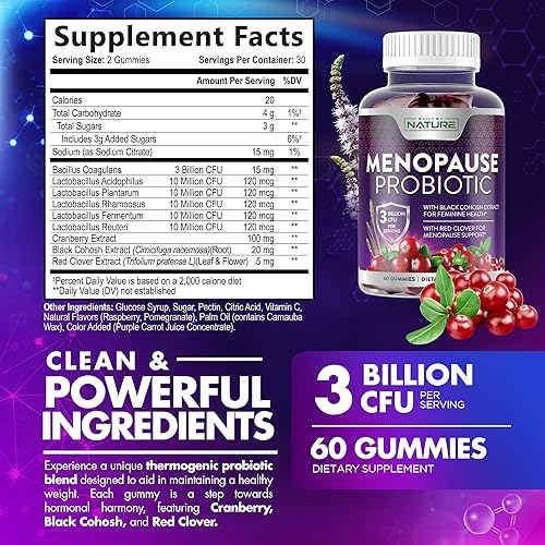 Miniatura 2 de Gomitas probióticas para la menopausia, suplemento de gomitas de probióticos termogénicos para mujeres, apoyo del estado de ánimo y equilibrio