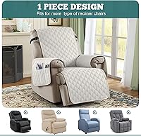 Vista 3 de Ruaozz Funda para Silla Reclinable 100% Impermeable Antideslizante Funda Reclinable para Silla Reclinable Funda de Asiento de Silla Lavable con Beige