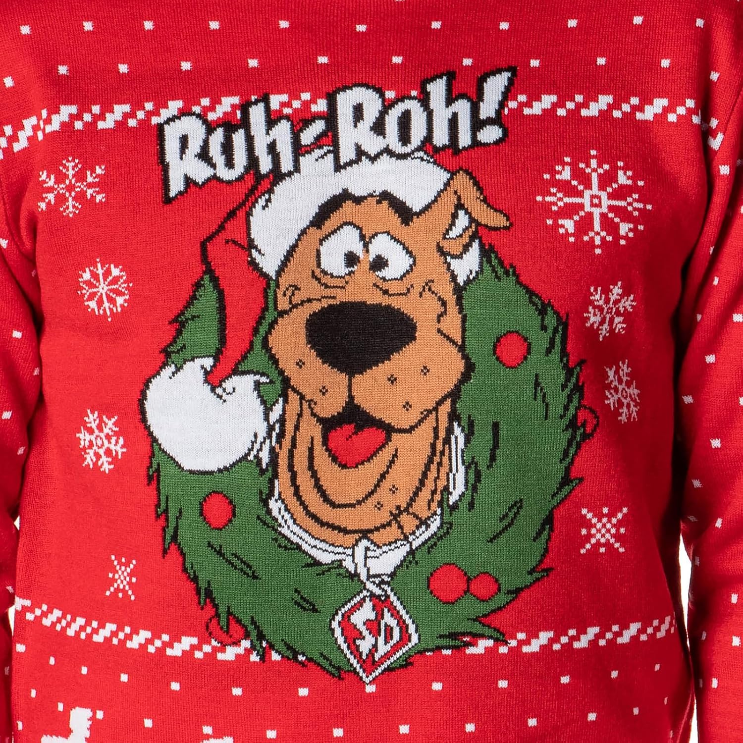Scooby Doo Men's Ruh-Roh! Santa Scooby Christmas Ugly Sweater Knit Pullover - Image 6