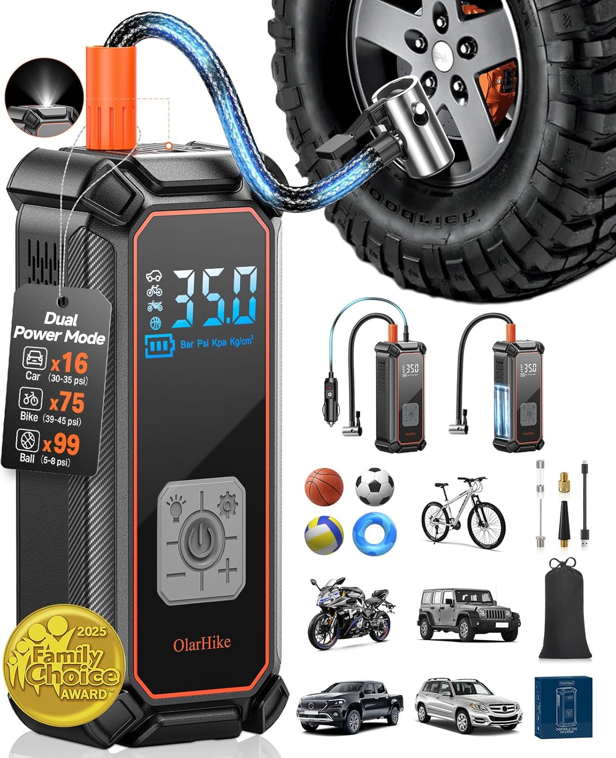 OlarHike Cordless Tire Inflator Portable Air Compressor