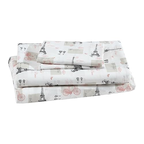 Beatrice Home Fashions Printed Microfiber Sheet Set, Soft Comfortable Easy