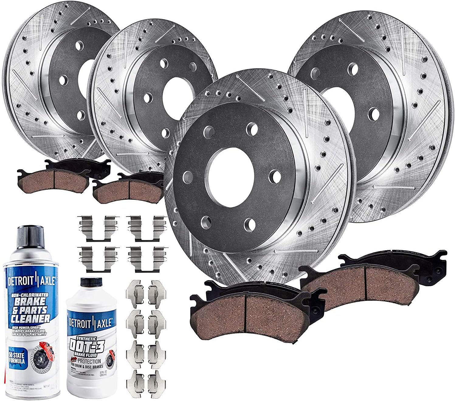 R1 Concepts Front Rear Brakes and Rotors Kit Front Rear Brake Pads Brake Rotors