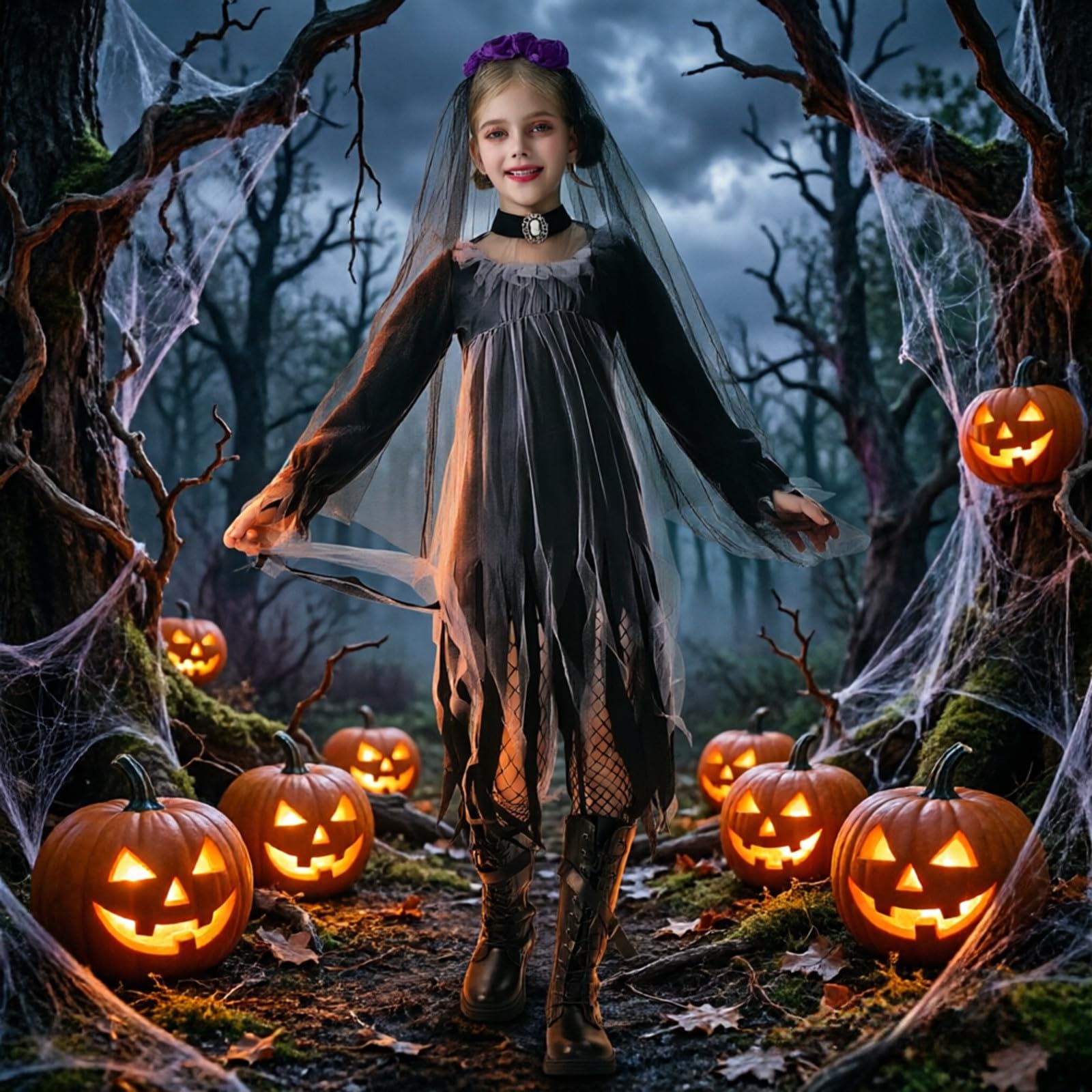 Halloween Kostüm Kinder Mädchen Hexenkostüm Karneval Verkleidung Grusel Clown Fasching Hexenumhang Gruselig Hexe Kostüme Sensenmann Faschingskostüme Teenager Dämon Zauberer Ritterkostüm