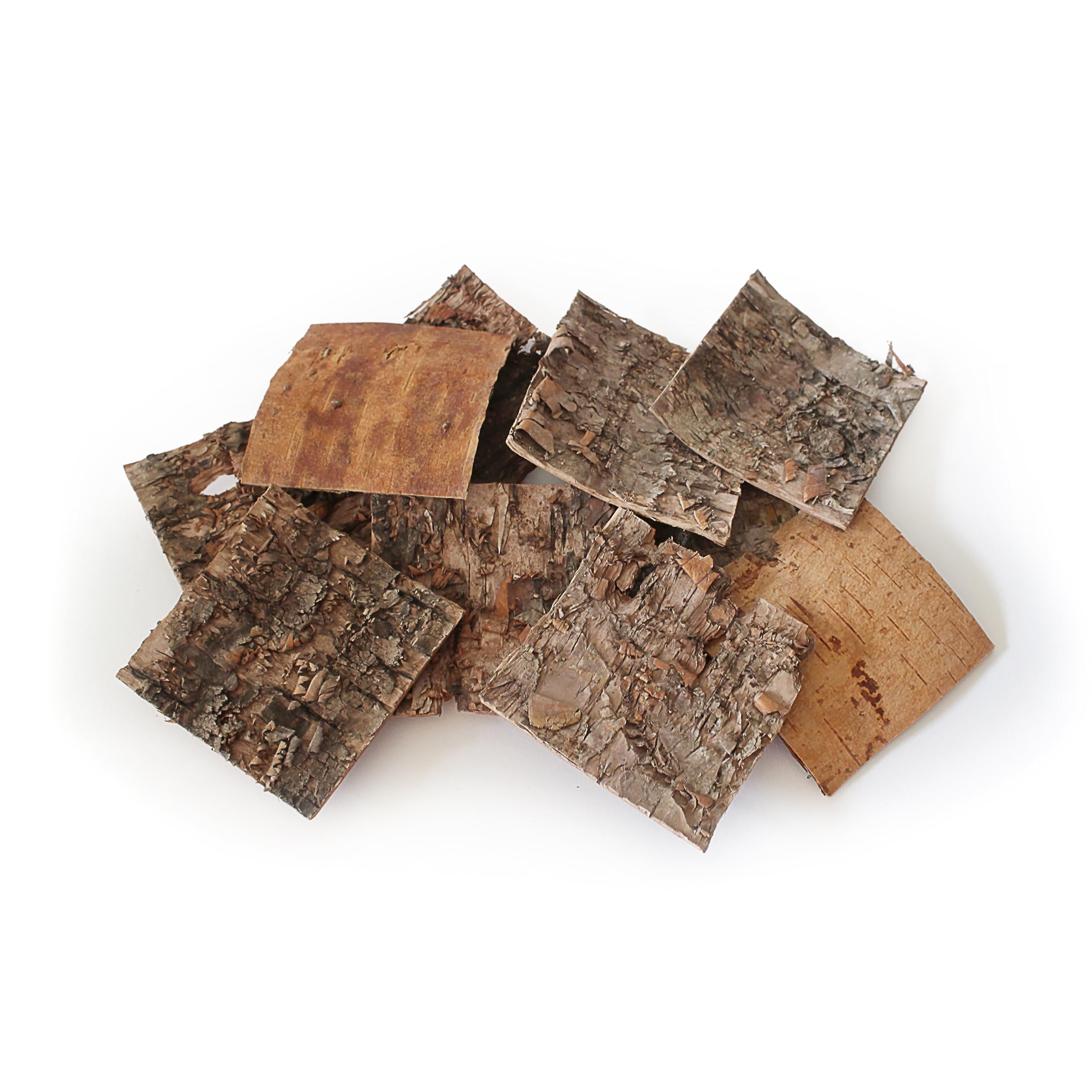 Rainbow Eco Play Natural Wooden Bark Squares, 8-10cm, Christmas Decorations, Terrarium Bark, Decorative Bark, Real Bark Chippings, Arts and Crafts, Indoor and Outdoor Decorations – Pack of 5