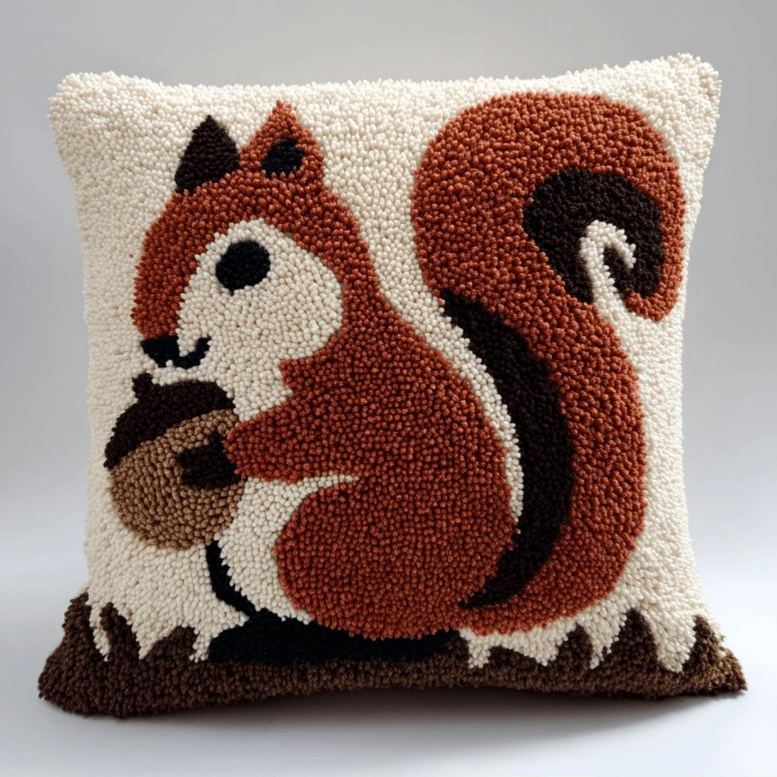 Latch Hook Cushion Kit DIY Pillow Rug Making Set with Yarn Canvas,Hamster