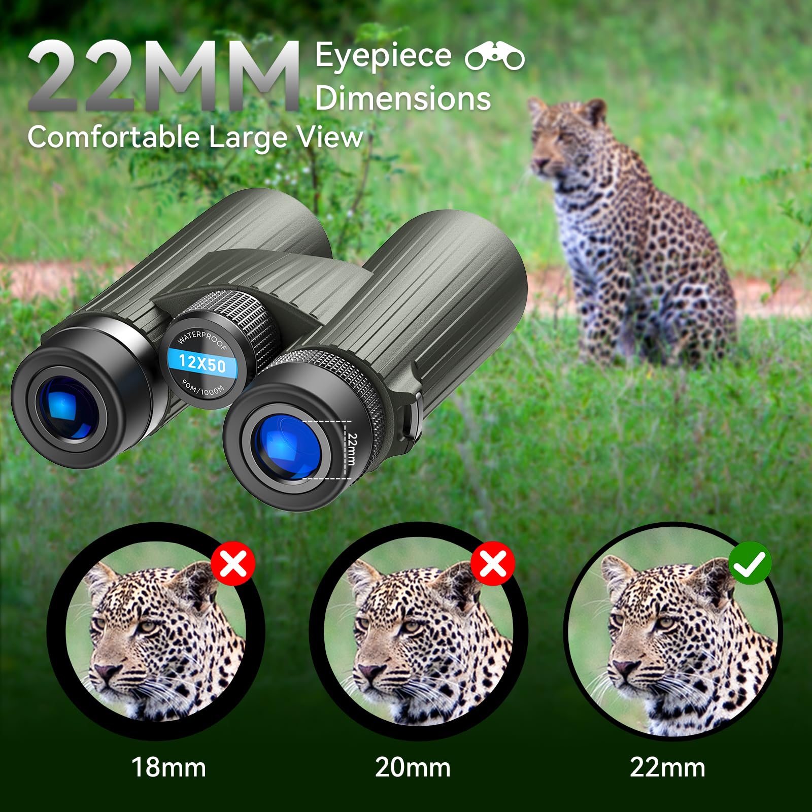 APEXEL Binoculars 12X50 with Mobile Phone Adapter for Adults and Children, Professional Binoculars with Night Vision, IPX7 Waterproof /BAK4/FMC Lens for Bird Watching and Outdoor Activities