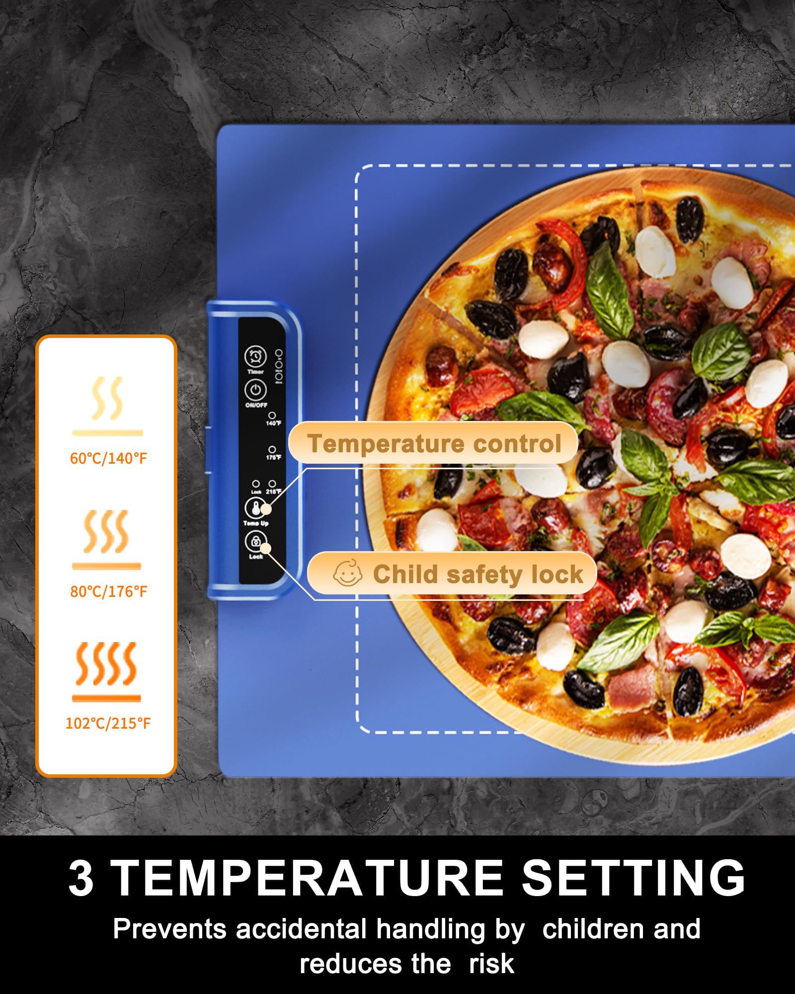 Vassoio Riscaldante Elettrico Pieghevole In Silicone - Controllo Temperatura 60-100°C, Timer - Foto 5