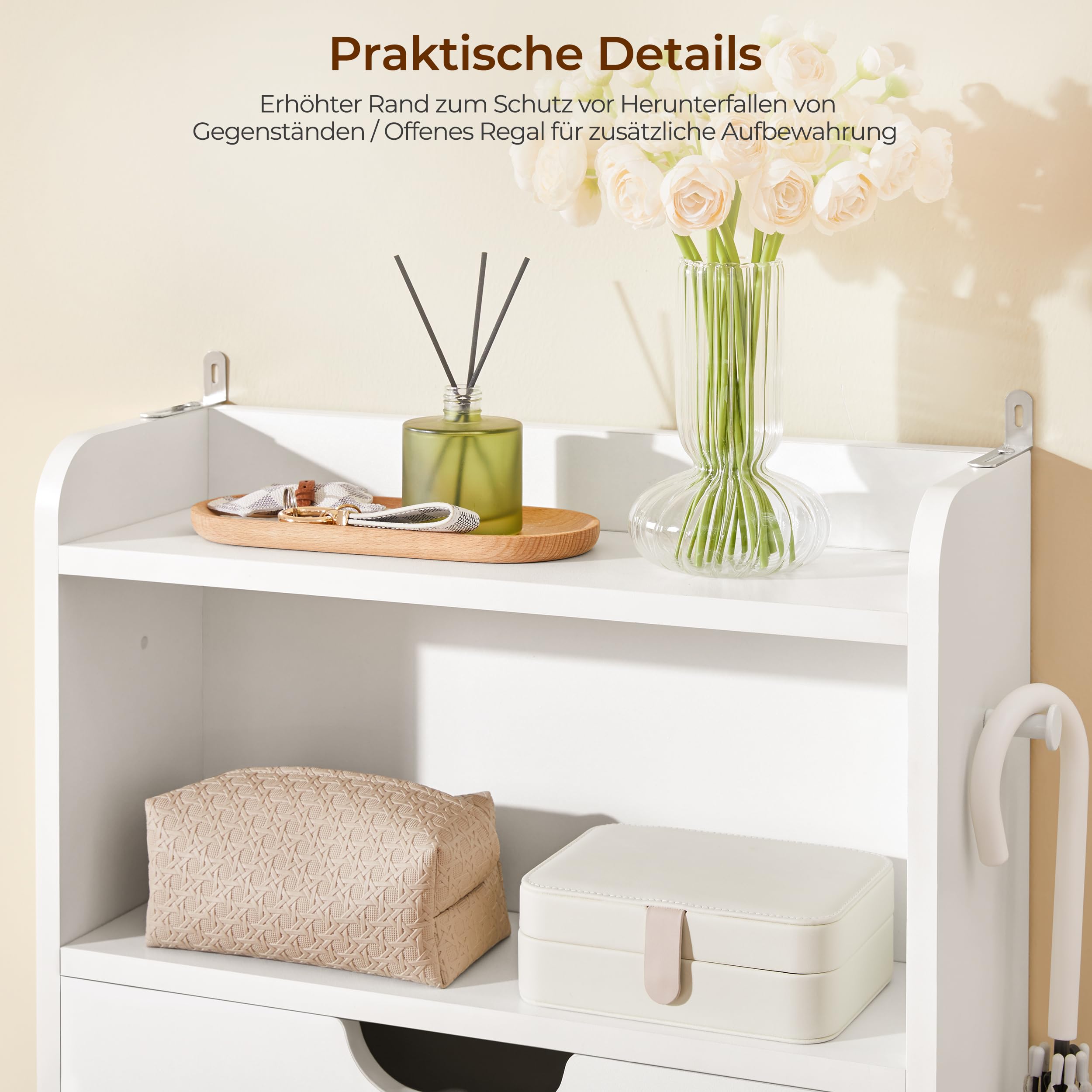 Yaheetech Schuhschrank 4 Klappen, Schuhkipper Schuhregal mit Offenen Fächern, Schuhablage Schmal für Eingang, Flur, Wohnzimmer, 100 × 17 × 108,5 cm, Weiß
