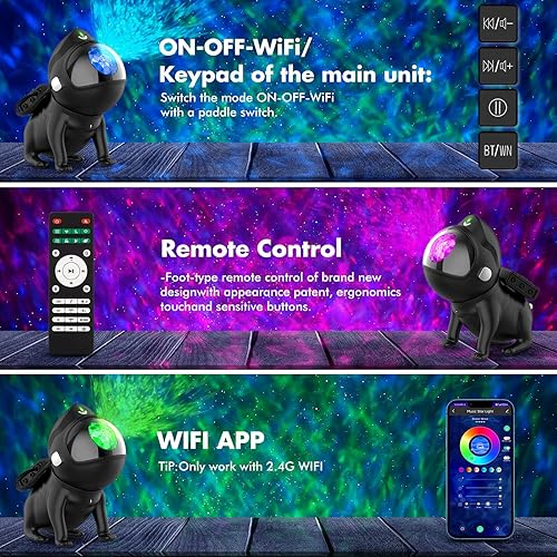 Miniatura 6 de Proyector de estrellas Space Dog, proyector de luz de galaxia, proyector de galaxia para dormitorio, lámpara con temporizador y control remoto,