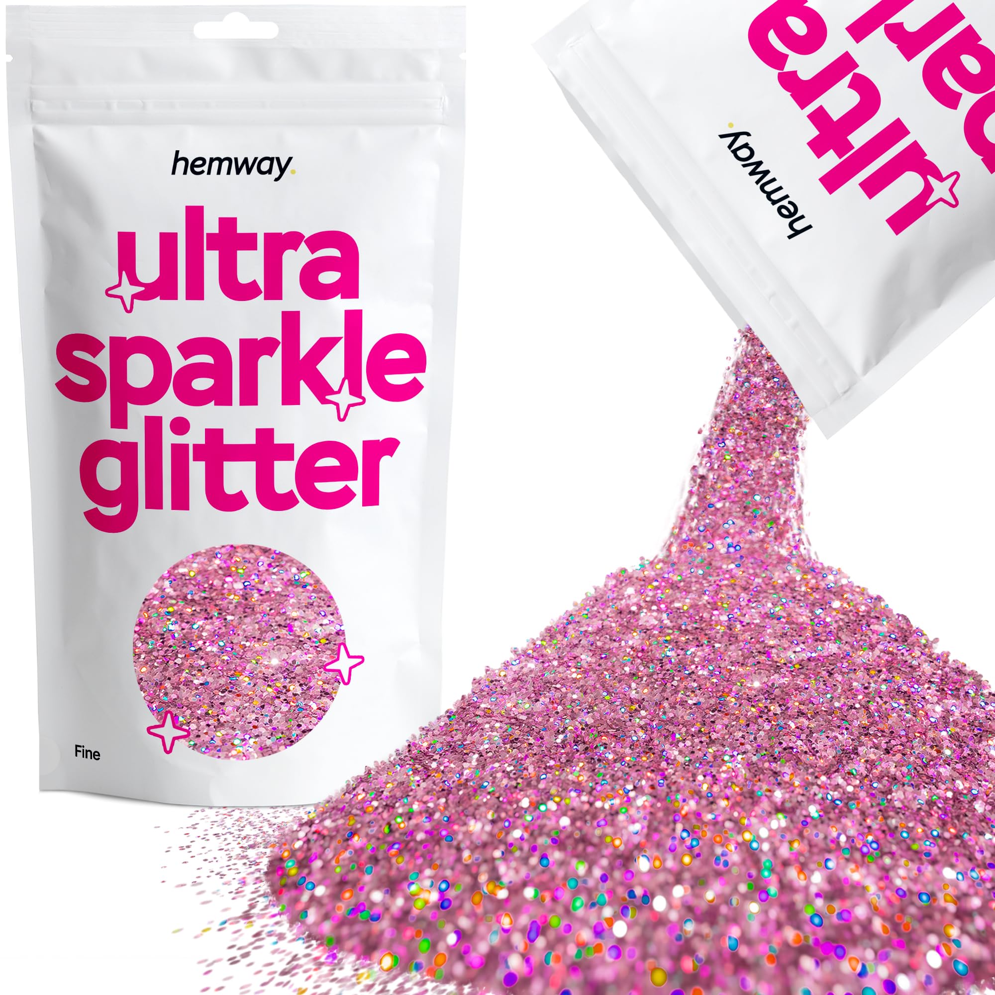 Hemway Ultra Sparkle Glitter Baby Pink Iridescent 100g Fine | Glitter for Arts & Craft, Makeup, Nail Art, Crafting, Card Making, Sparkle Decoration — view 215