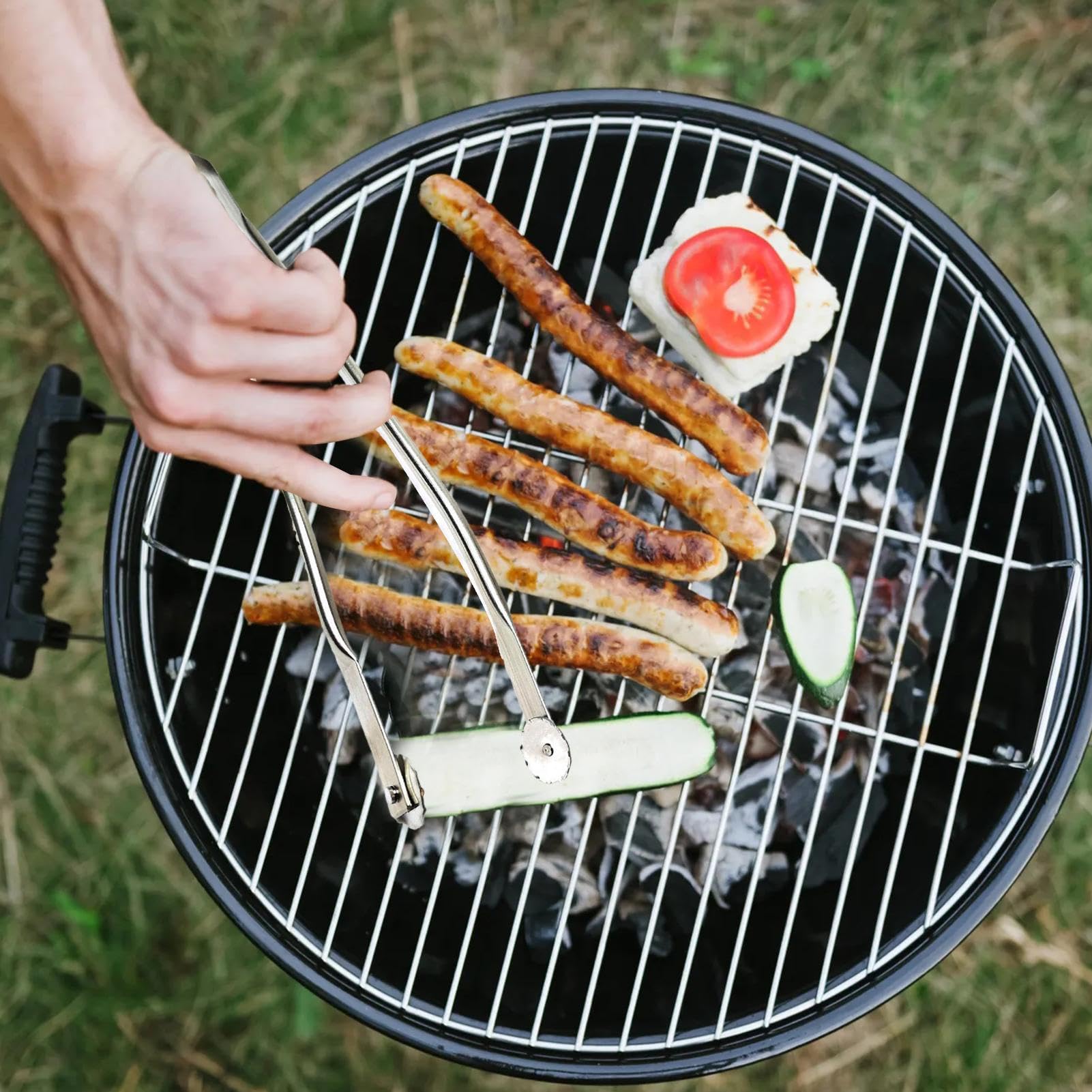Pince Retour Saucisse Barbecue Pinces à Barbecue En Inox - 2 Pinces à Steak Avec Roulettes - Cuisson Extérieure Pince Barbecue Acier Inoxydable